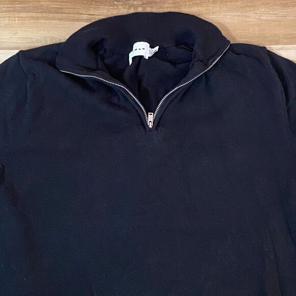 Topman Sweater Mens XL Slim Black Mock Neck 1/4 Zip Cotton Knit Long Sleeve - Picture 2 of 9